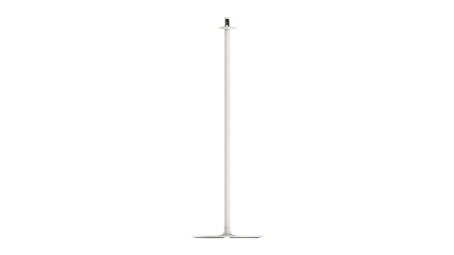 White Bose floor‑standing speaker with a slim pole and a round base