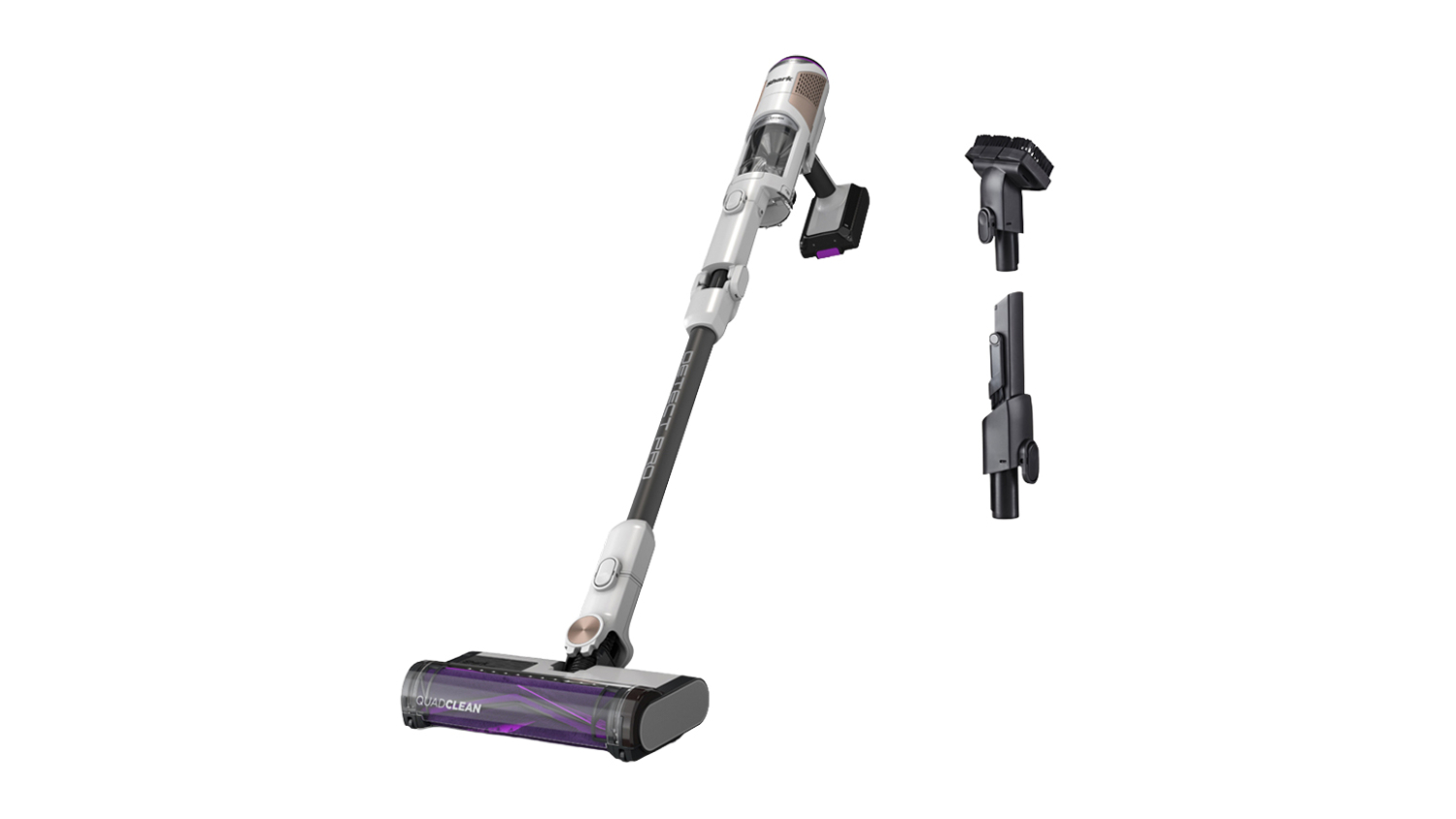 Cordless stick vacuum with floor head and included attachments