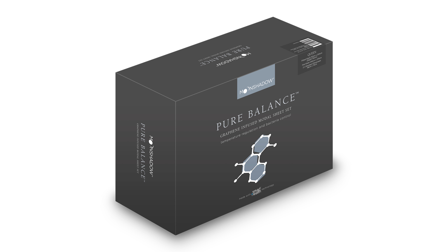 A packaging for Pure Balance 300TC Graphene Infused Grey Sheet Set by Protect-A-Bed