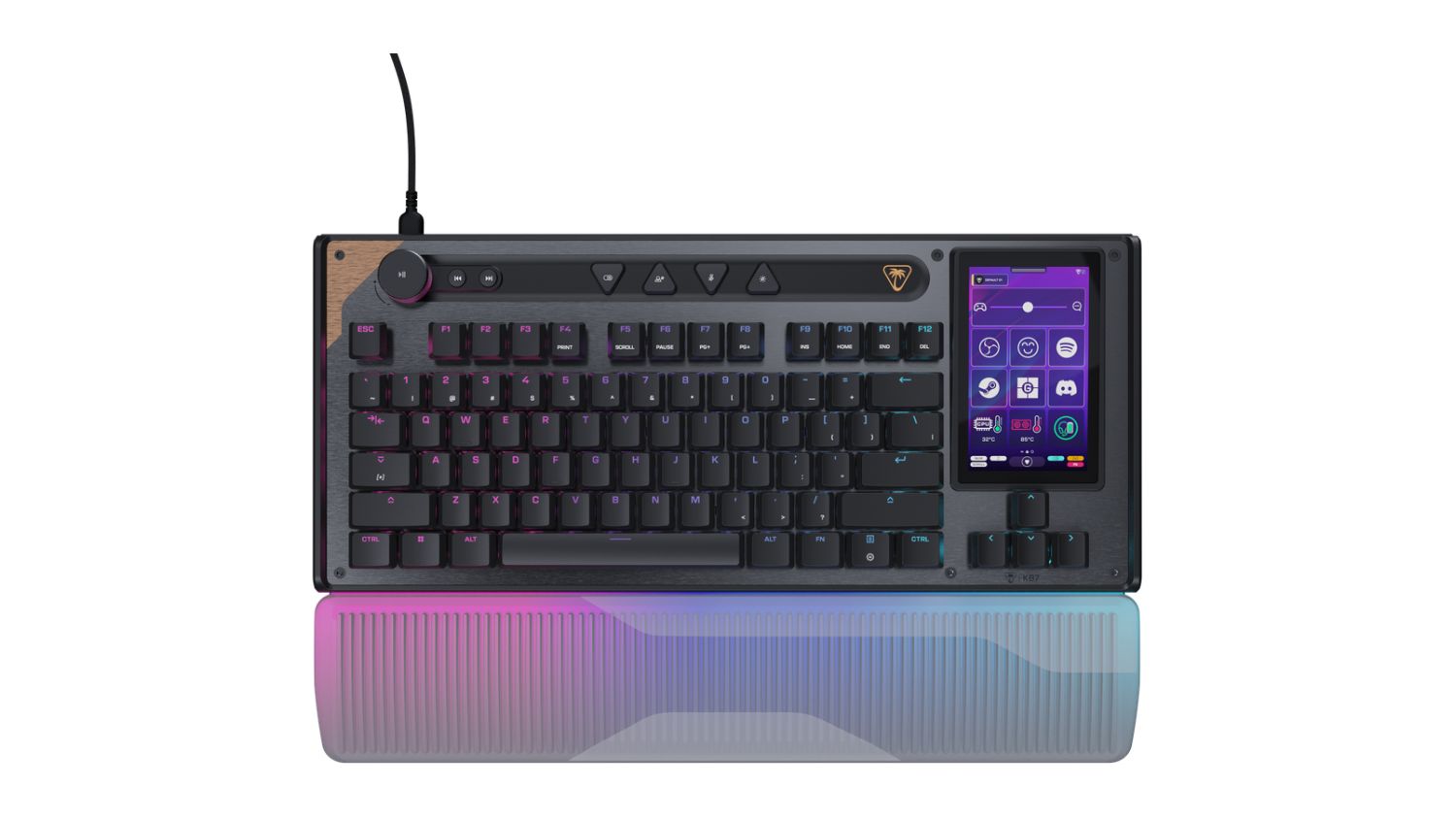 Front view of the Turtle Beach Command Series KB7 Wired Keyboard with Wrist Rest