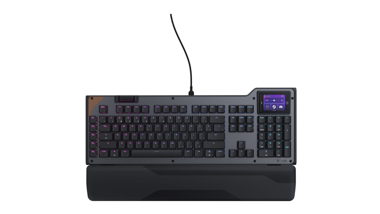 Front view of the Turtle Beach Command Series KB5 Wired Keyboard with Wrist Rest