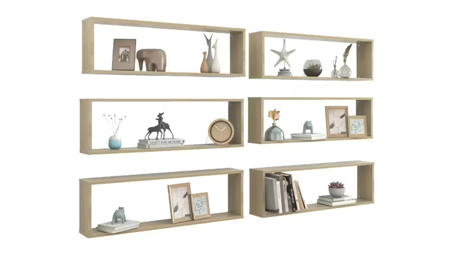 NNEVL Wall Shelves Floating Rectangle 100 x 15 x 30cm 6pcs. - Sonoma Oak