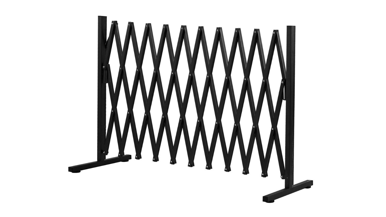 Angled view of the Traderight Extending Aluminium Fence in black colour