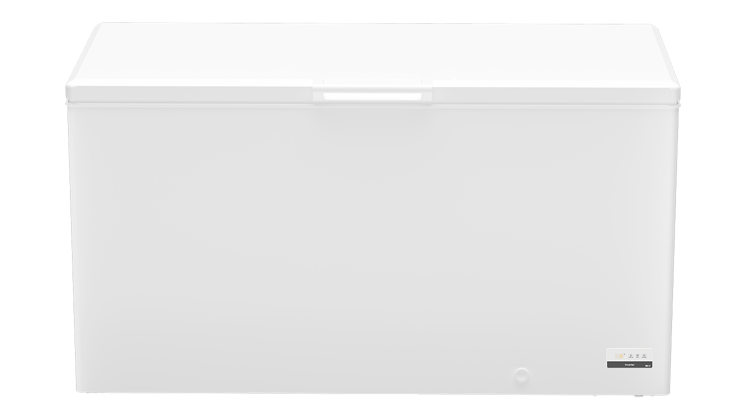 Front view of the Haier 300 Series 502L Hybrid Chest Fridge/Freezer in white colour