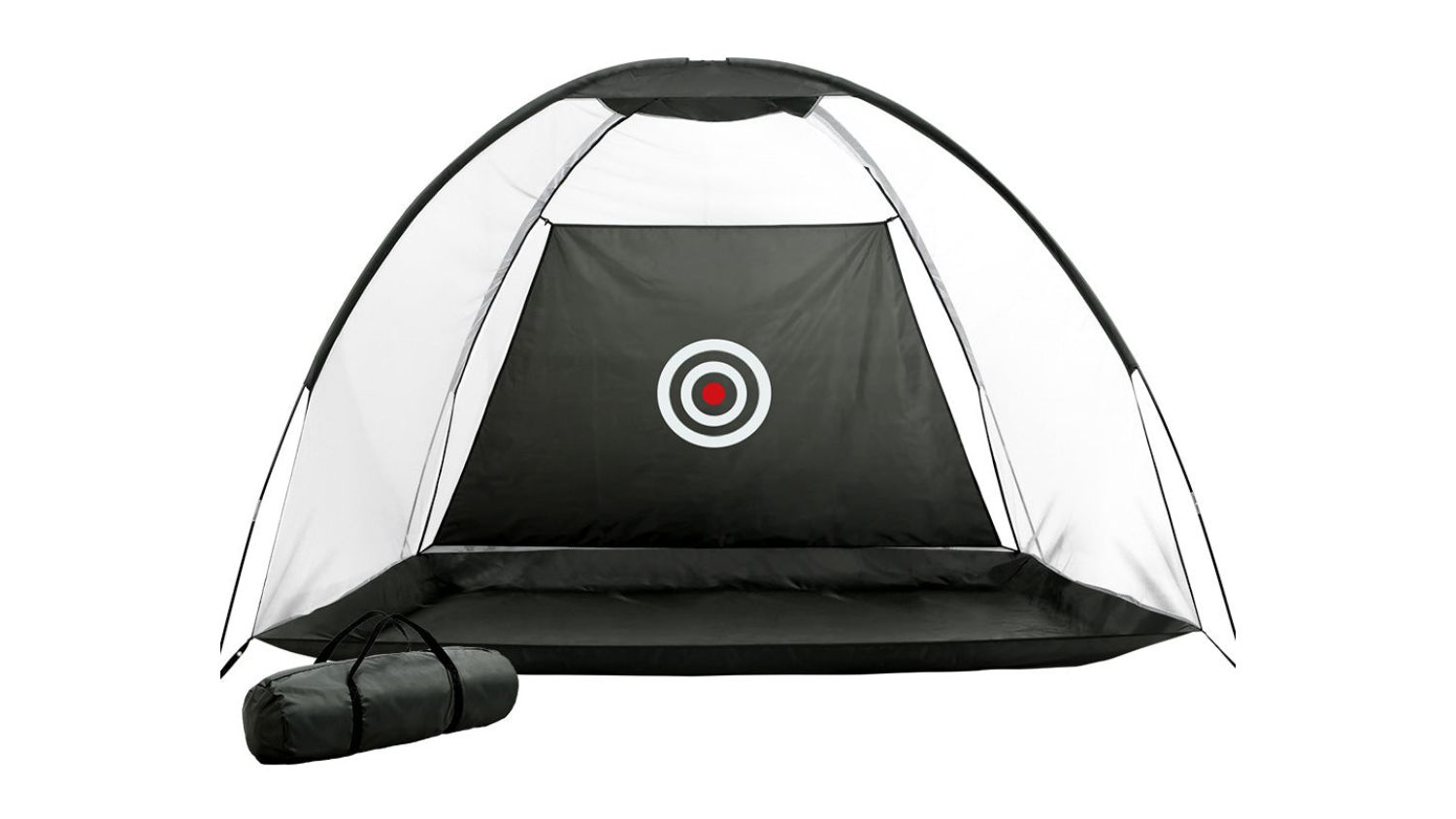 Front view of the 3m Golf and Soccer Practice Net Tent in black colour