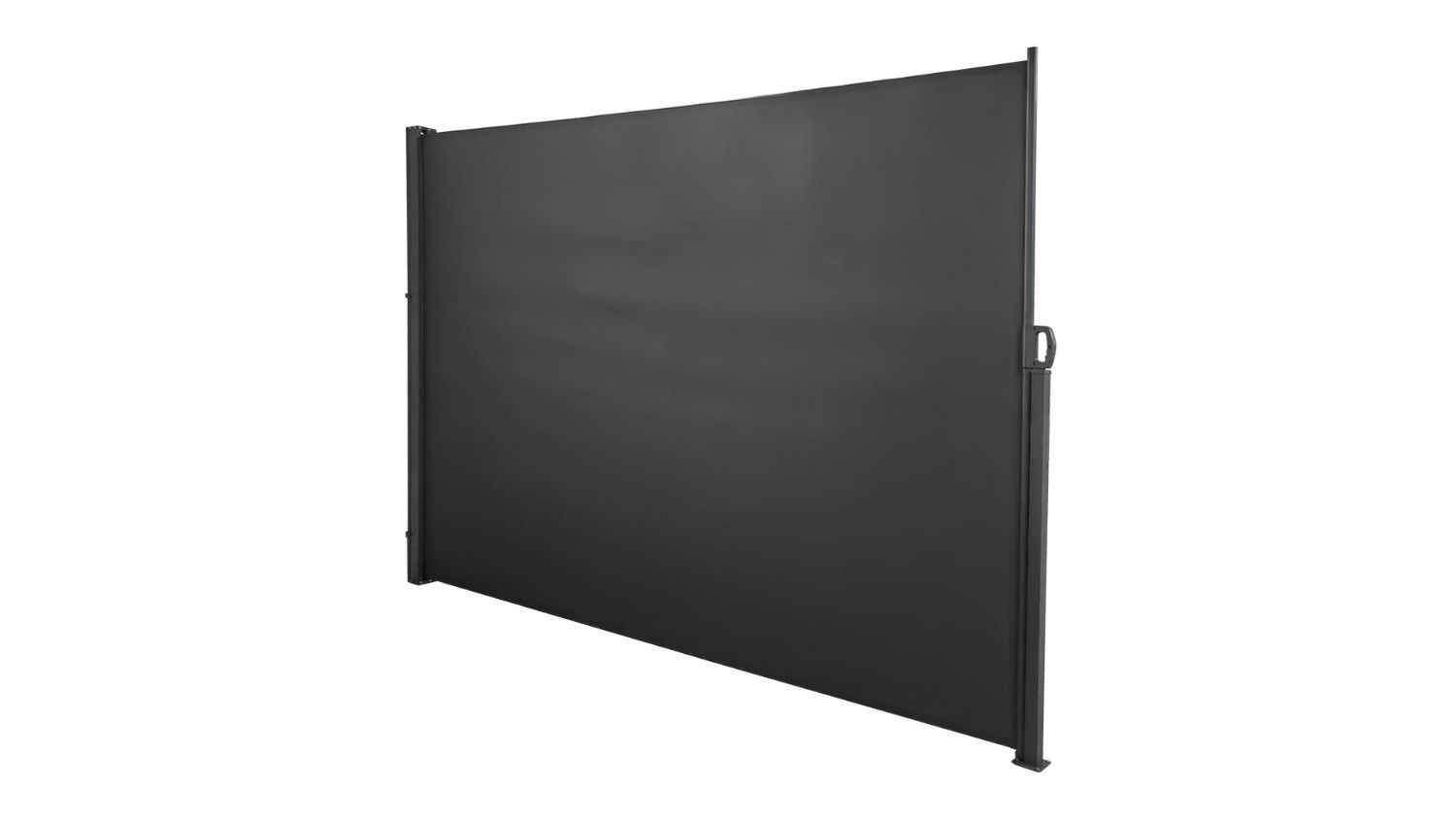 A fully extended view of an outdoor privacy screen panel with side posts