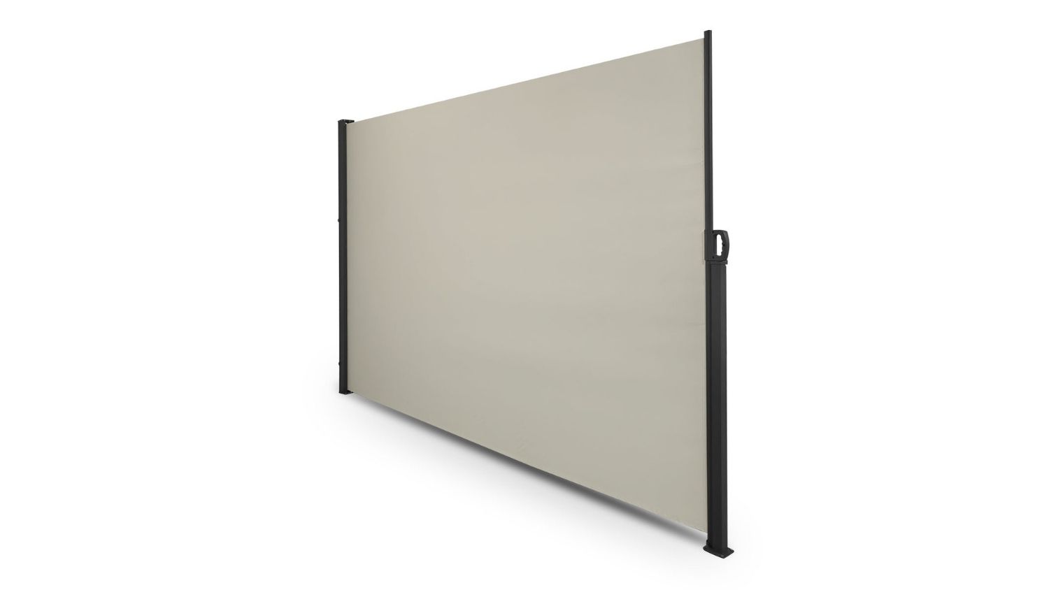 A fully extended view of an outdoor privacy screen panel with side posts