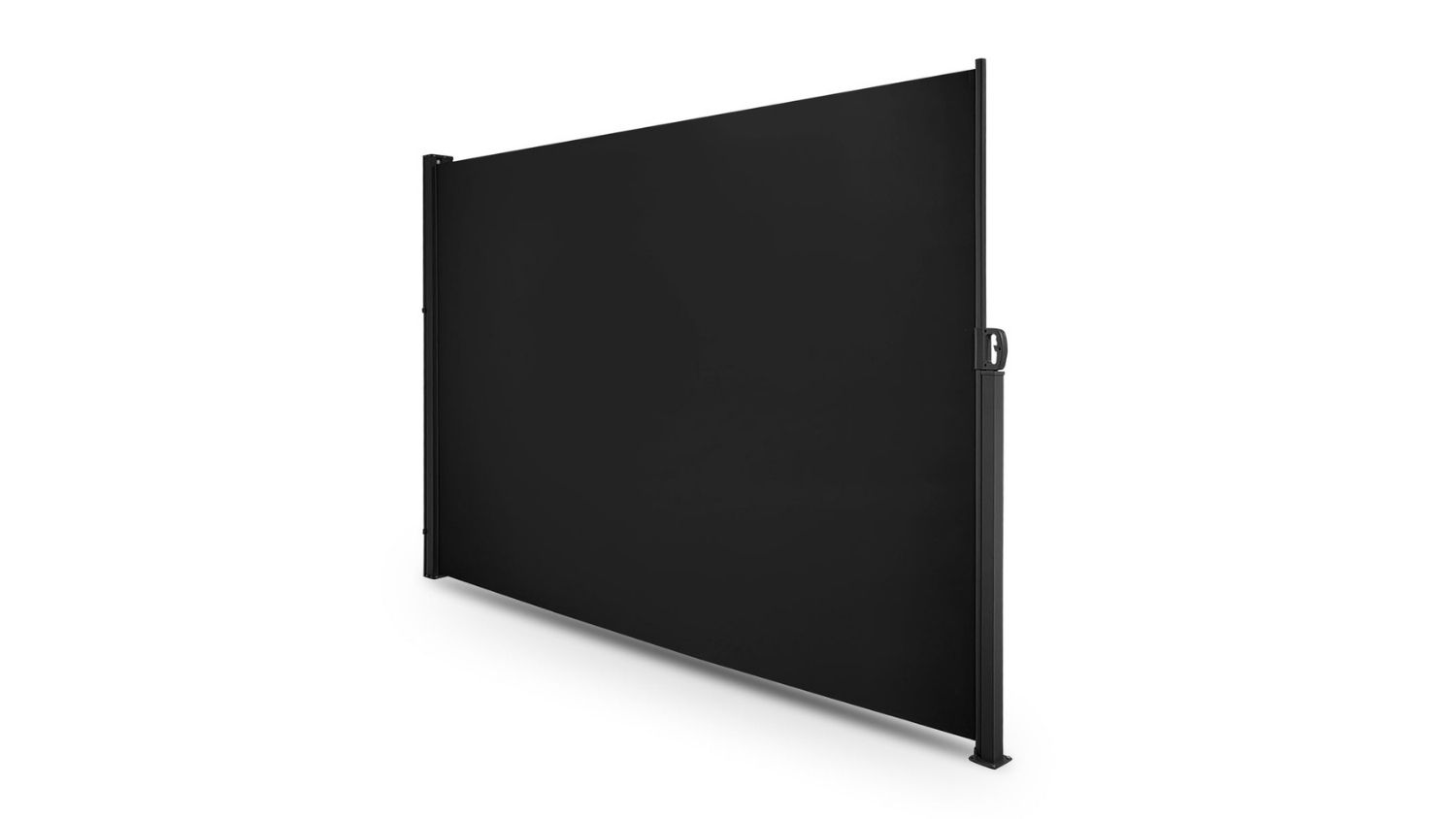 A fully extended view of an outdoor privacy screen panel with side posts