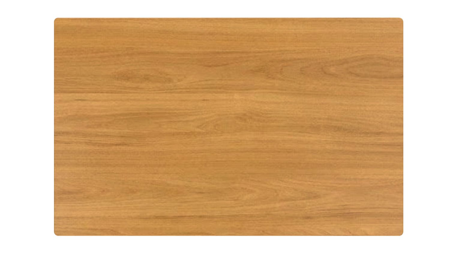 Rectangular 25mm table top with smooth grain, light brown colour, and rounded corners