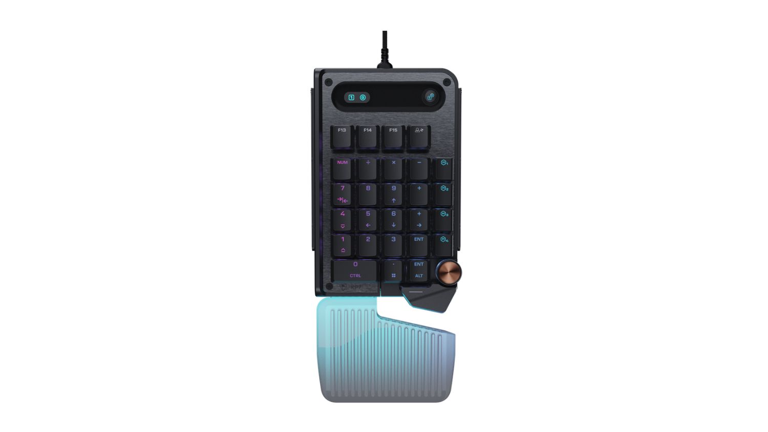 Front view of the Turtle Beach Command Series KP7 Wired Keypad with Wrist Rest