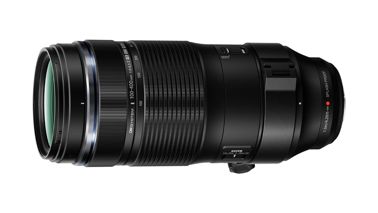 Side view of the OM System Olympus M.Zuiko Digital ED 100-400mm f/5-6.3 Pro II IS Lens