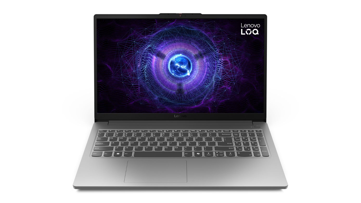 Front view of the AMD Ryzen 5 Lenovo LOQ Essential (10th Gen) 15.6" Gaming Laptop