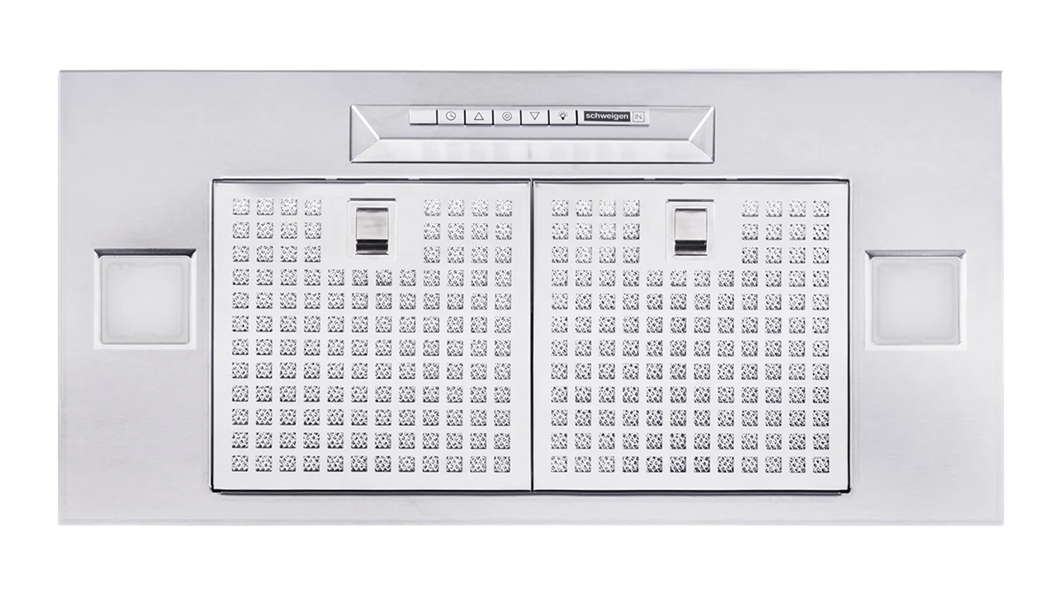 Schweigen 60cm Catalonia undermount rangehood in stainless steel with twin filters, push controls, and integrated lights