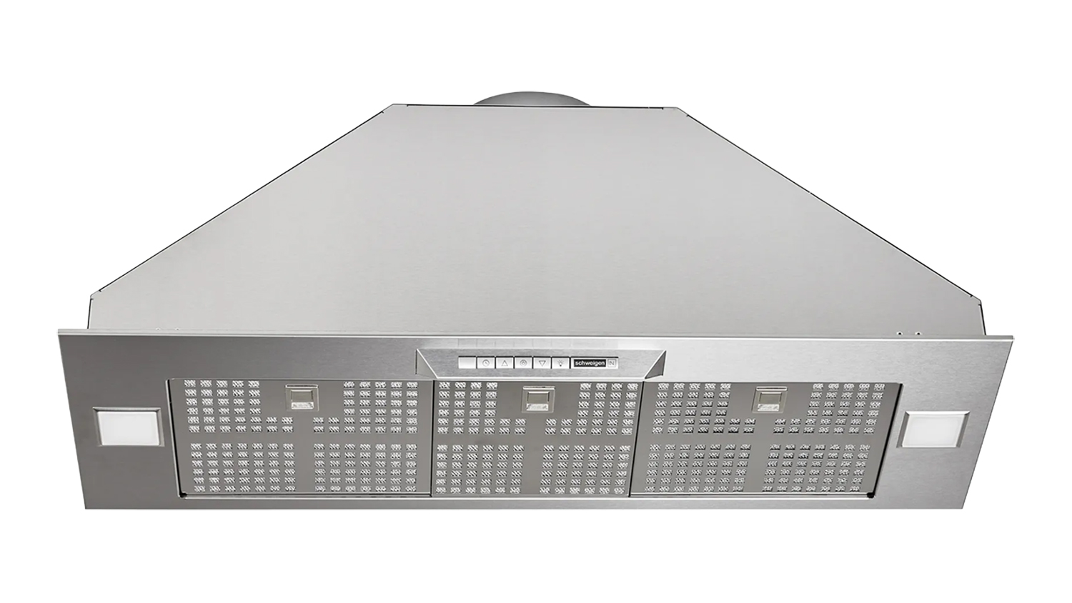 Schweigen undermount rangehood with triple filters, concealed controls, and built-in LED lights