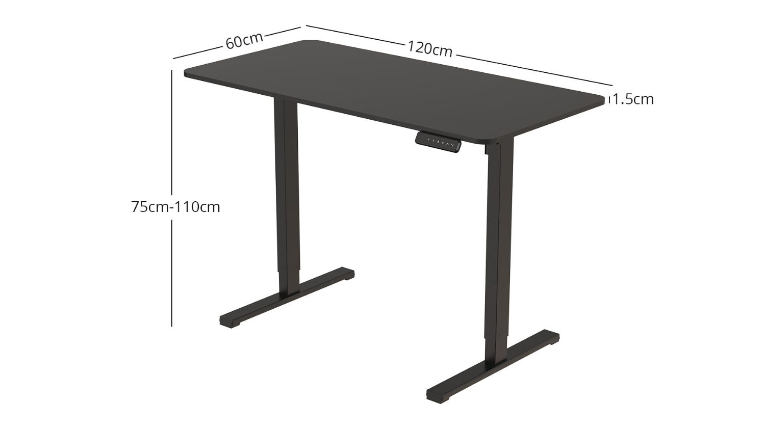 Height Adjustable Desk Set - Black