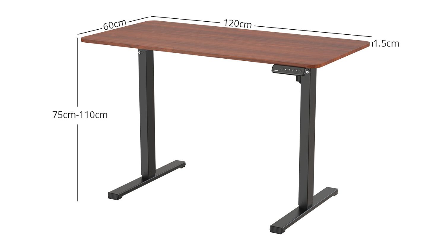 Height Adjustable Desk Set - Walnut/Black