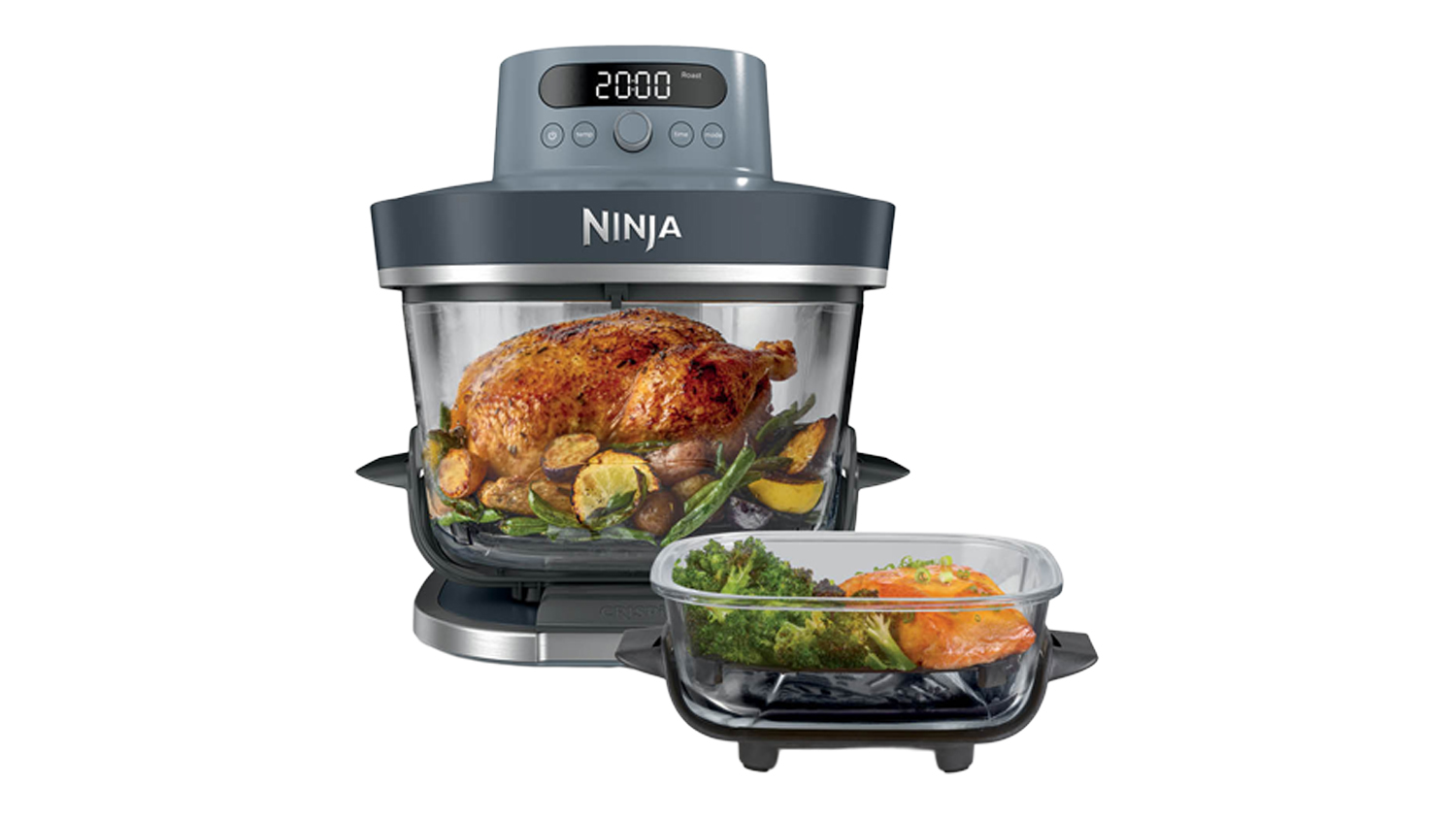 Ninja Crispi Pro 6‑in‑1 air fryer in dark “Cyberspace” finish with digital display