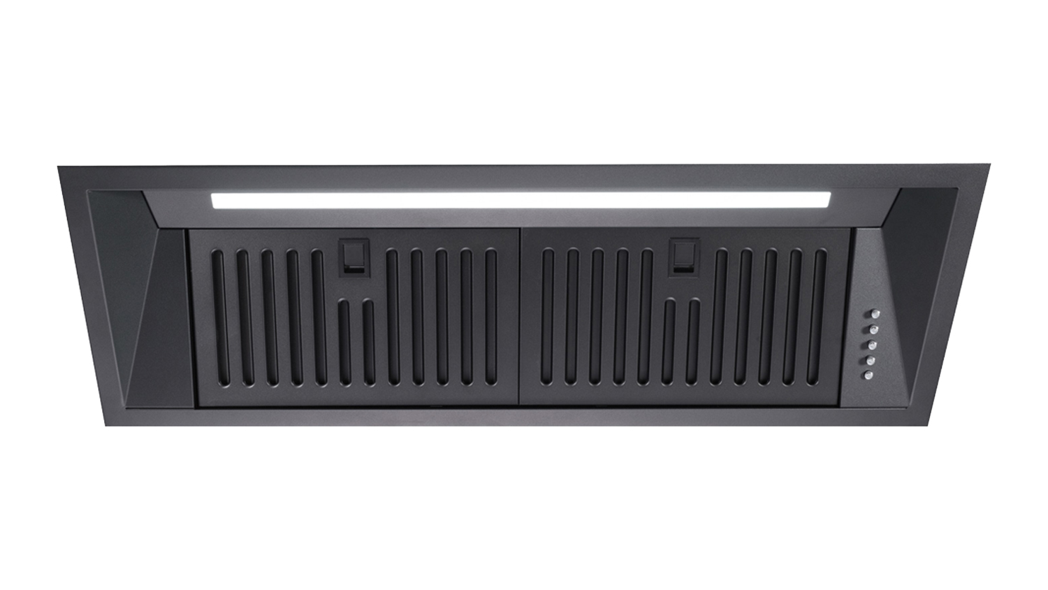 Schweigen 90cm silent undermount rangehood with slim black finish and LED light, built-in design