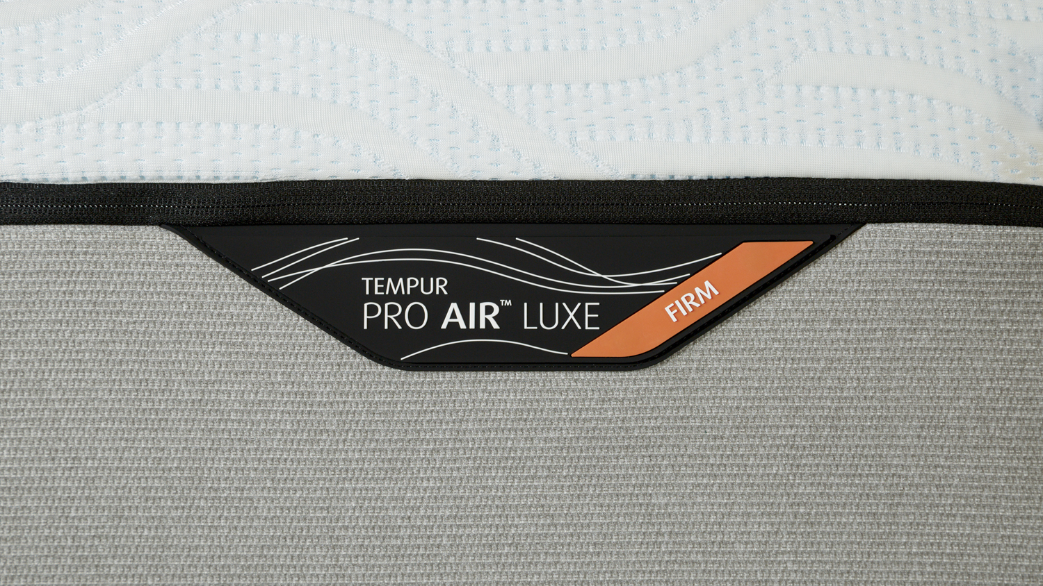 A close up front view of the mattress' pro air luxe firm label