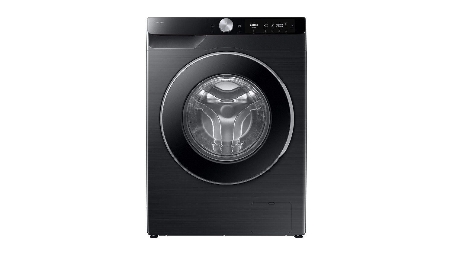 Samsung 9kg Front Loader Smart AI Washing Machine in a sleek black colour