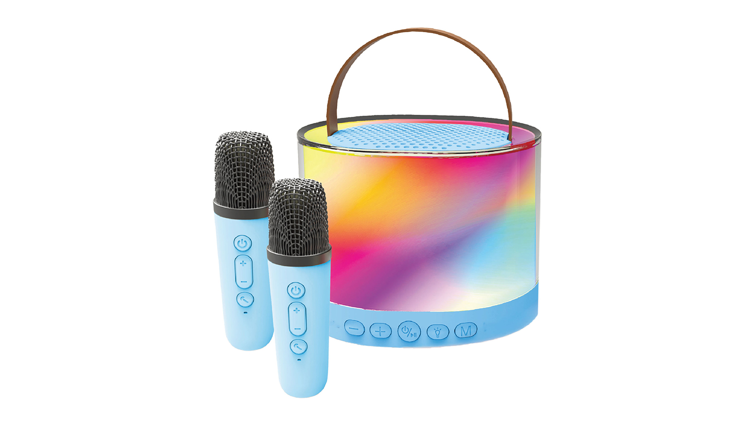 Laser Mini RGB Karaoke Portable Bluetooth Speaker with 2 Wireless Mics