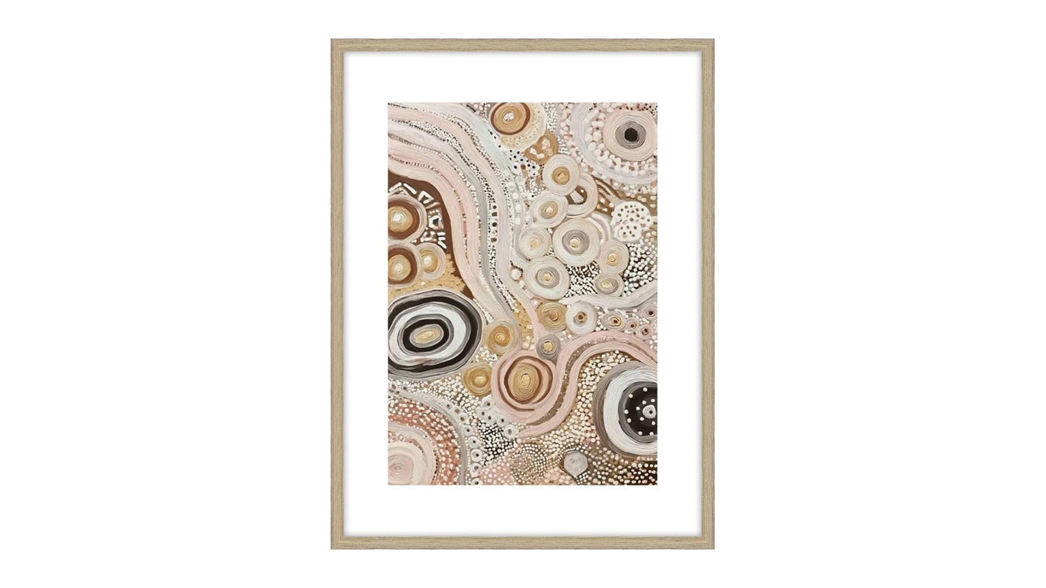 Layers of beige, cream, taupe, gold, and black resembling natural formations like stones and sand patterns
