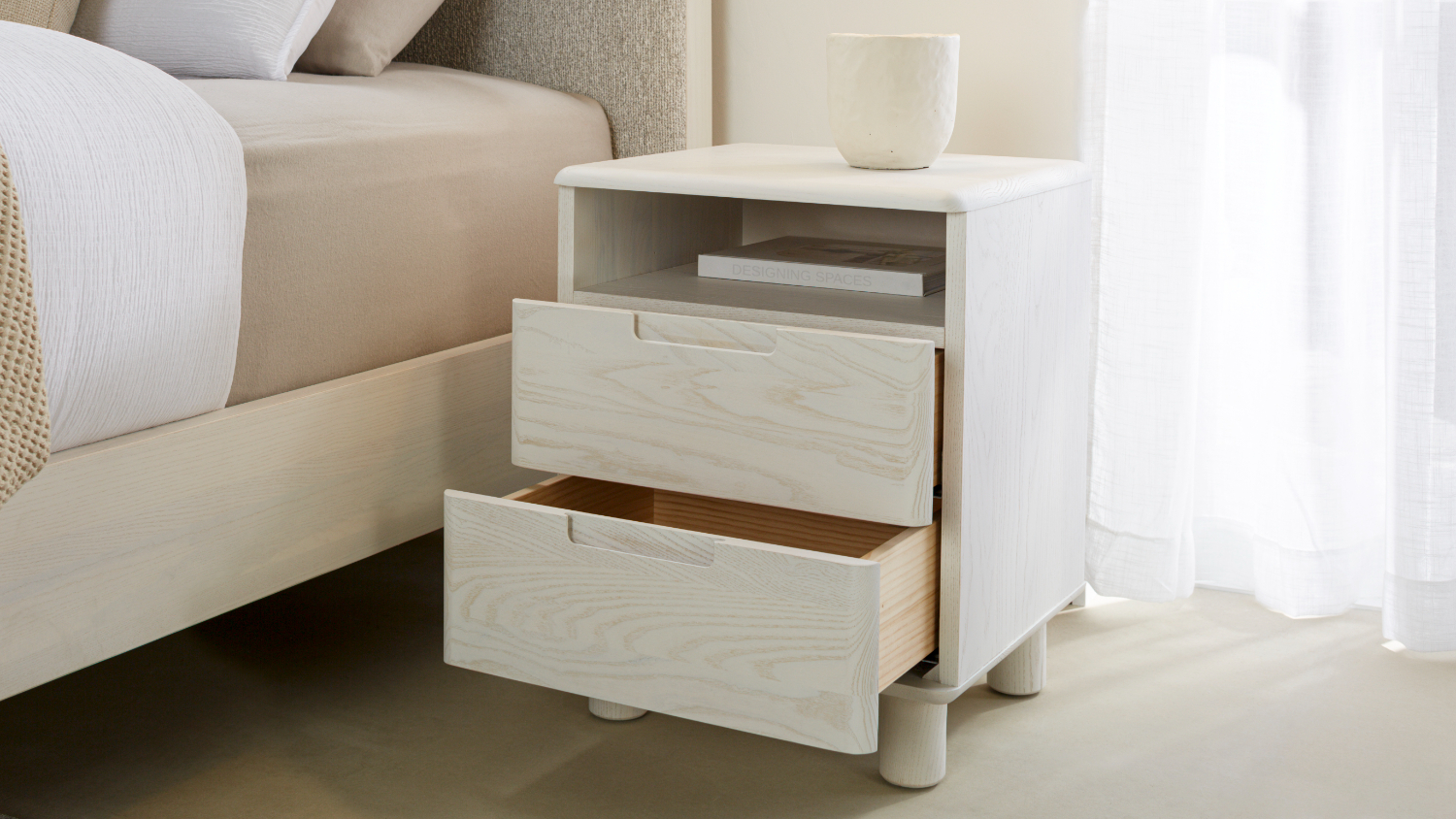Arlo 2 Drawer Bedside Table with Shelf