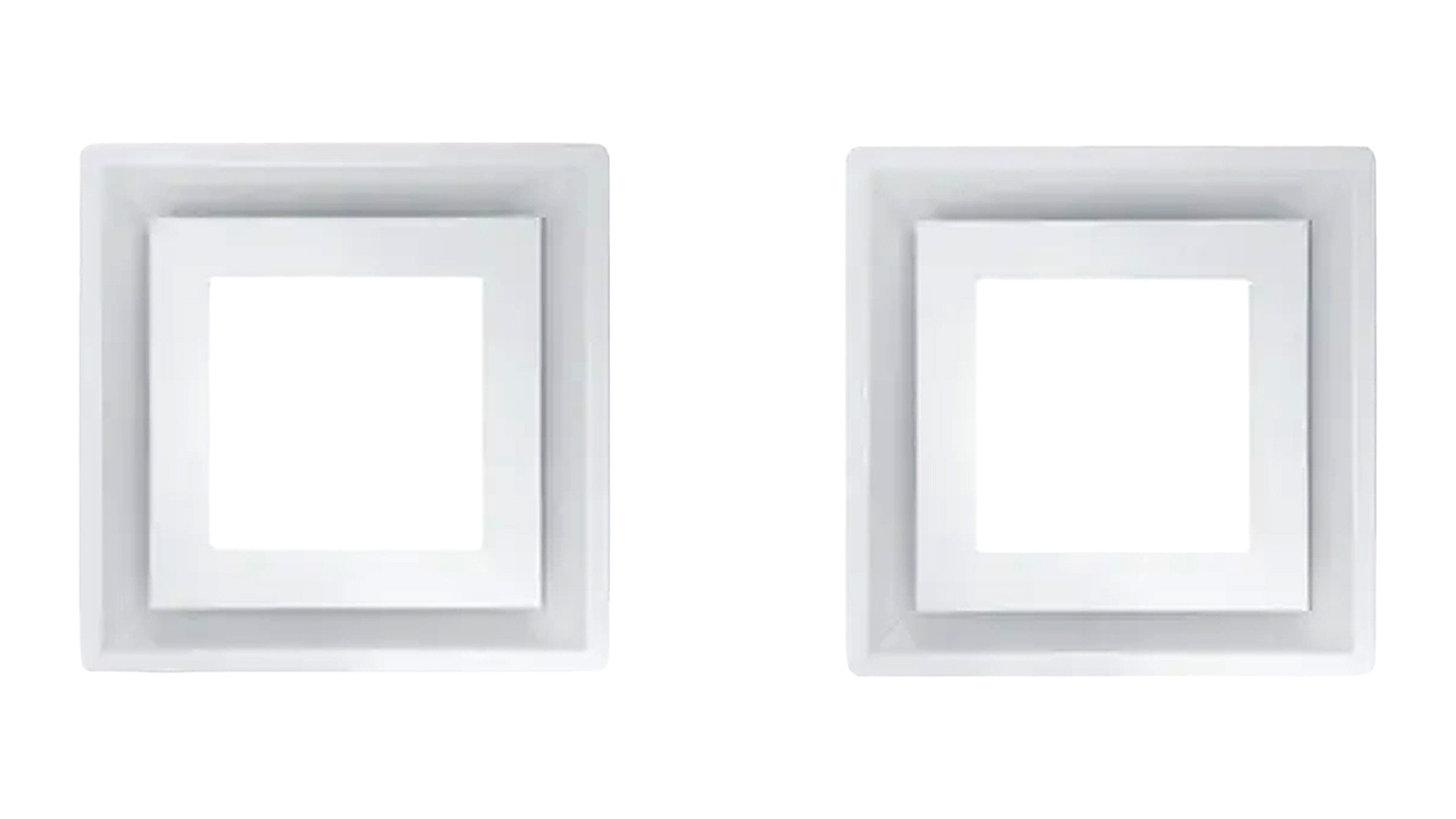 Schweigen Paradigma 36cm ceiling cassette rangehood modules in white finish, dual unit design with minimalist square panels
