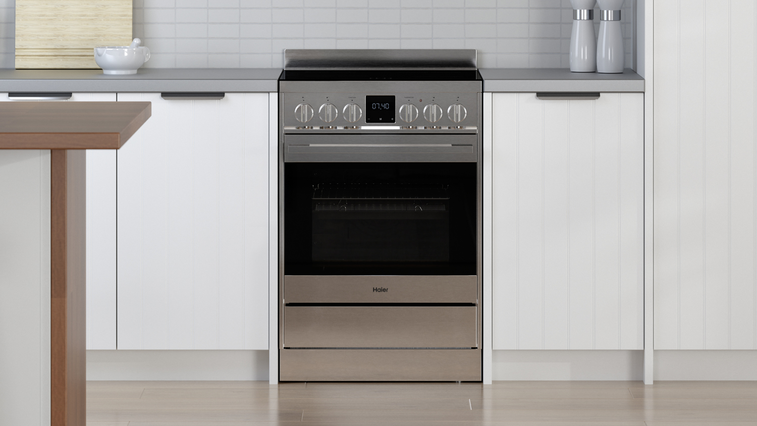 Haier 500 Series 60cm Freestanding Oven with 4 Zone Ceramic Cooktop - Stainless Steel (HOR60S11CESX2)