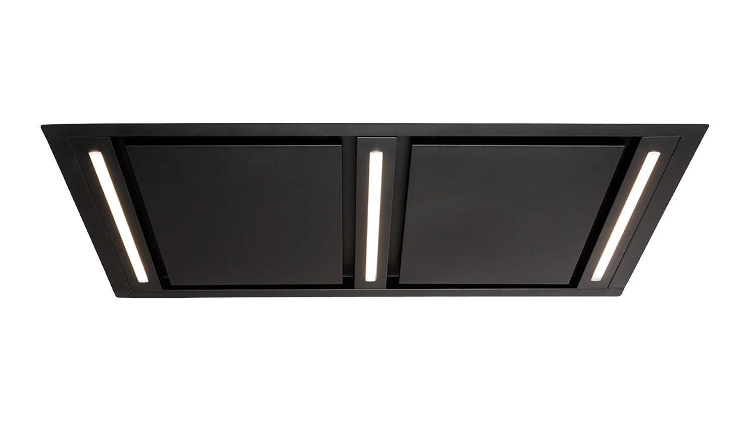 Front view of the Schweigen 120cm Silent Ceiling Cassette Rangehood with three LED lights