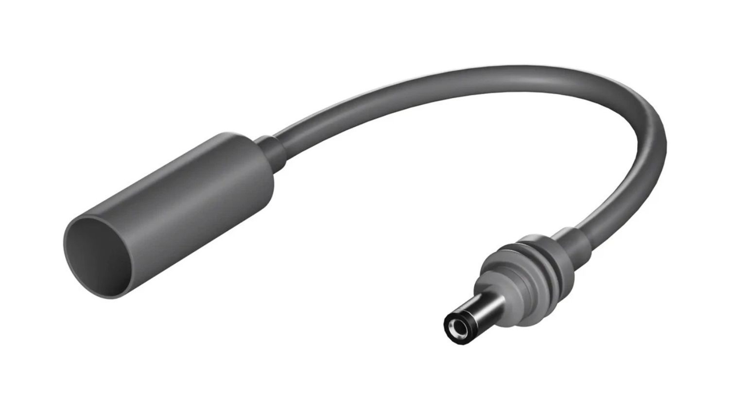 Angled view of a grey Starbeam DC-DC Power Cable Extension 17cm for Starlink Mini