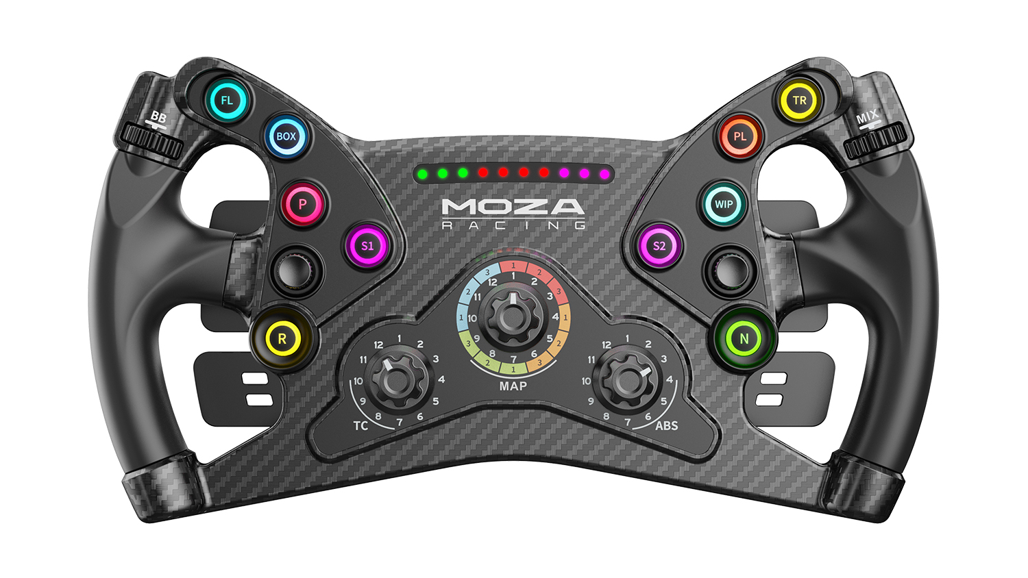 A Moza KS Steering Wheel in a sleek grey colour