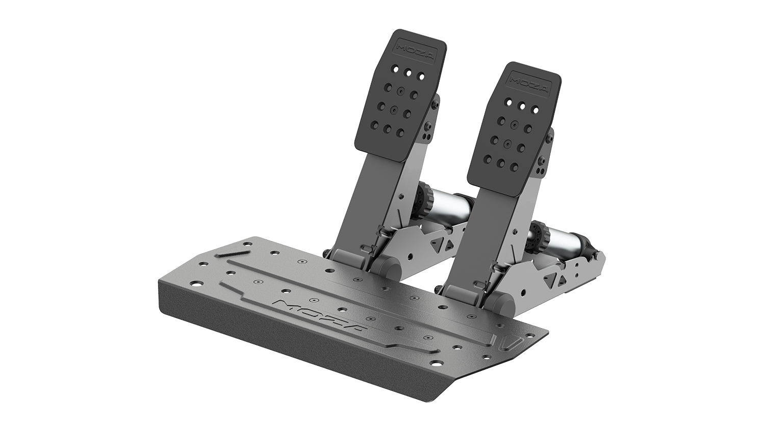 Moza SRP2 Pedals in a sleek grey colour