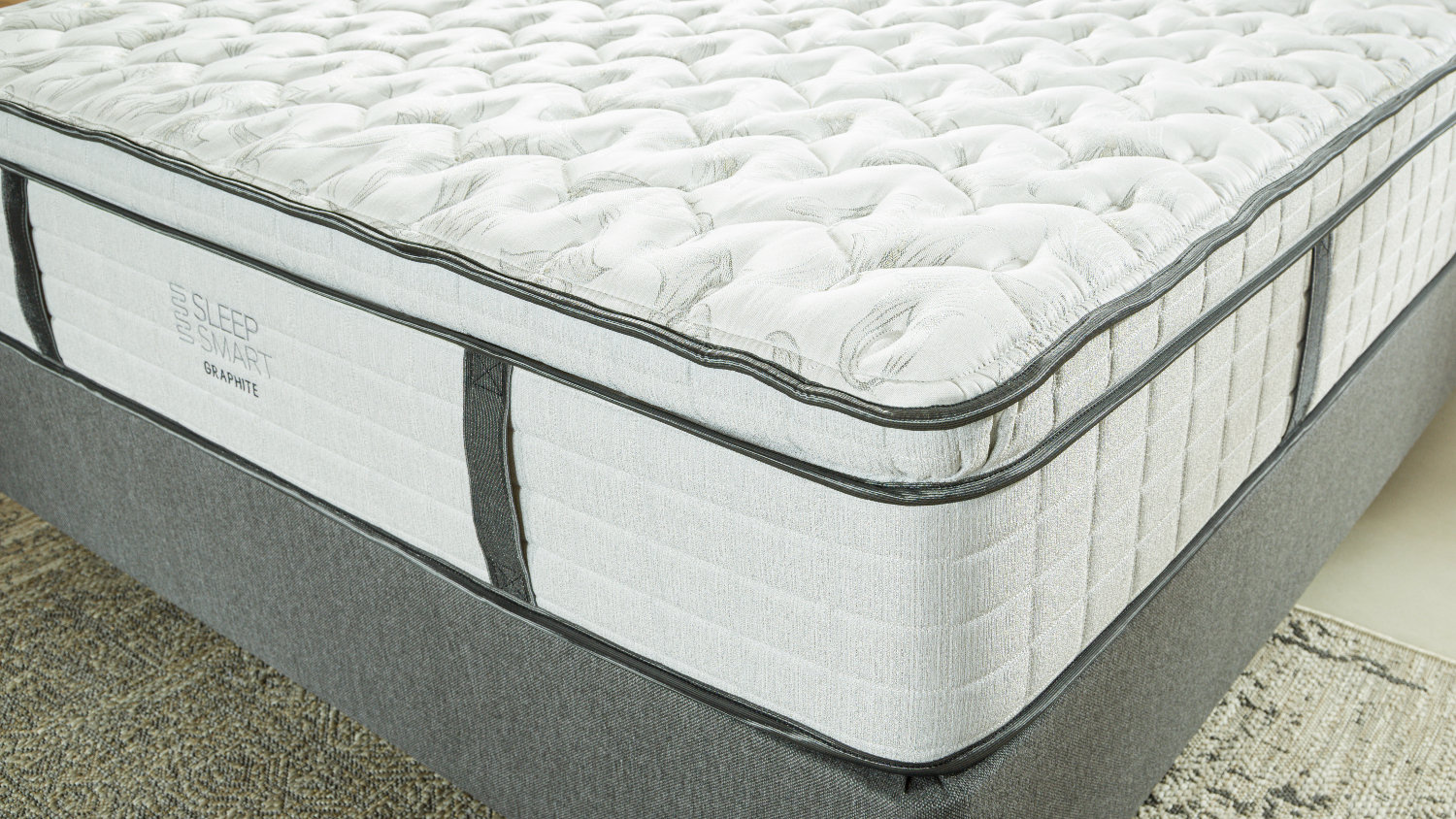 A close-up view of the mattress' corner