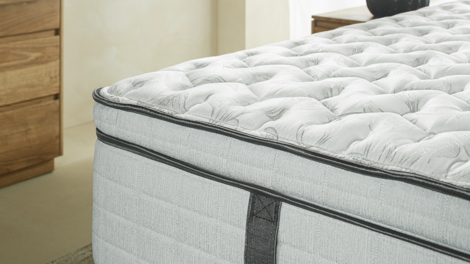 A close-up view of the mattress' fabric texture