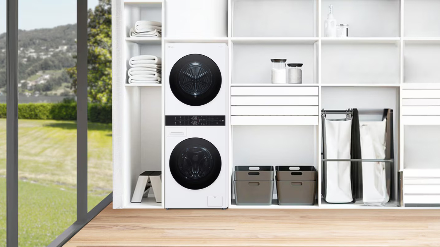 LG WashTower 12kg + 9kg Stacked Smart Washing Machine & Dryer - White (WWT-1209WX)