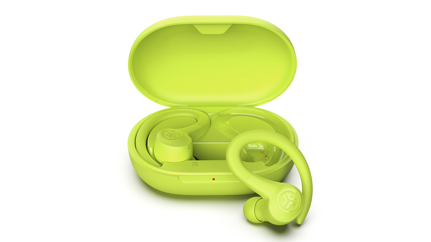JLab Go Sport+ True Wireless In-Ear Headphones in a vibrant neon yellow colour