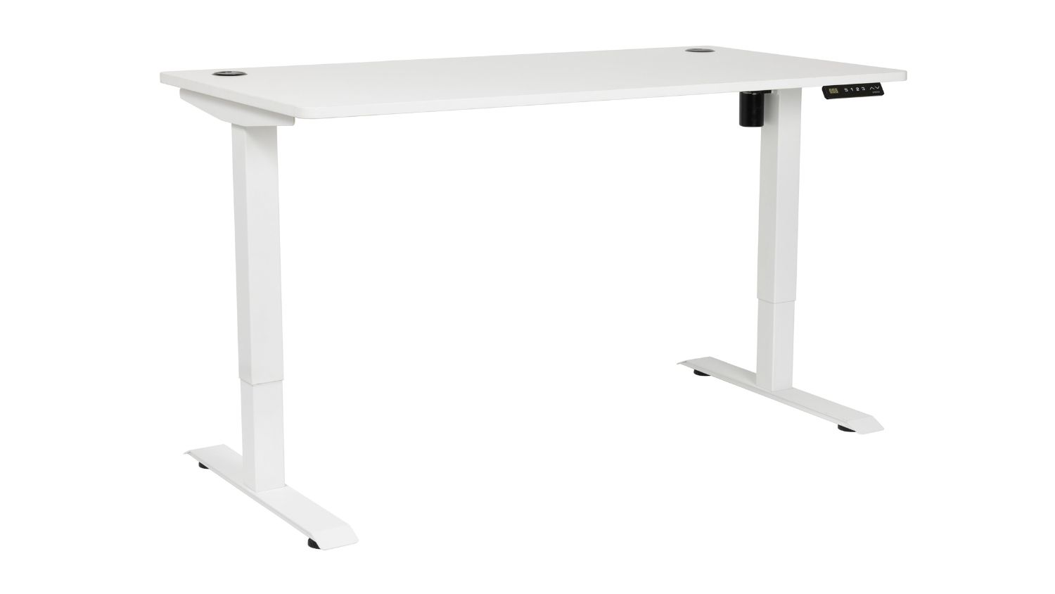 Jasper J Pulse Adjustable Office  Desk with white top, white legs, and digital height control panel