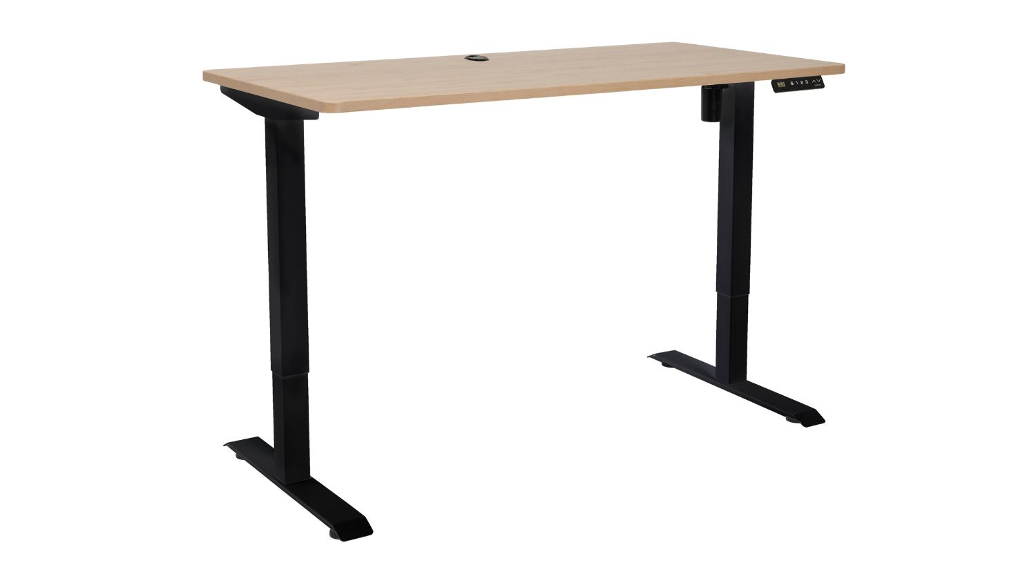 Jasper J Pulse Adjustable Office Desk with light wood tabletop and black metal legs