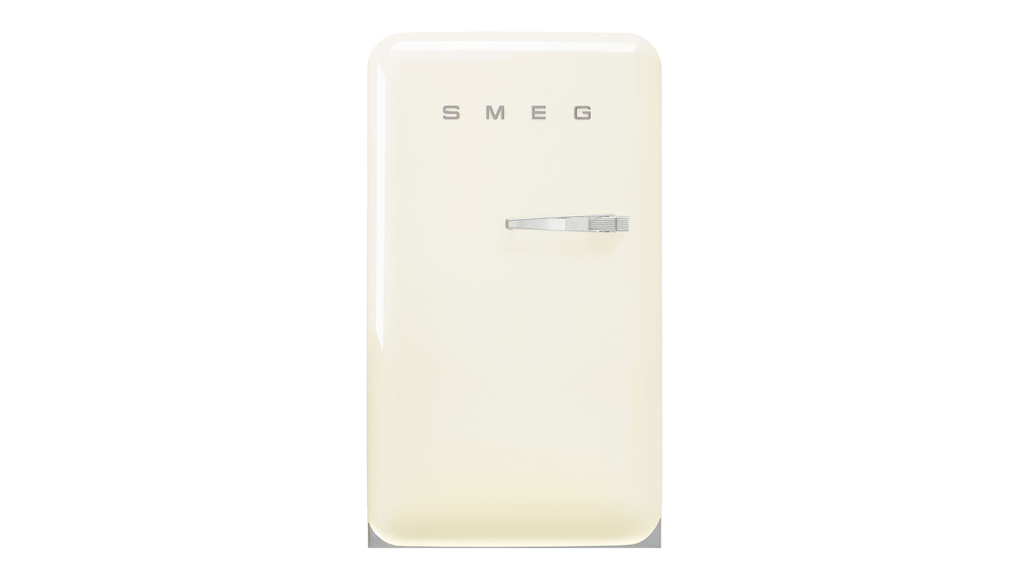 Front view of the Smeg 50s Style 135L Bar Fridge in cream colour