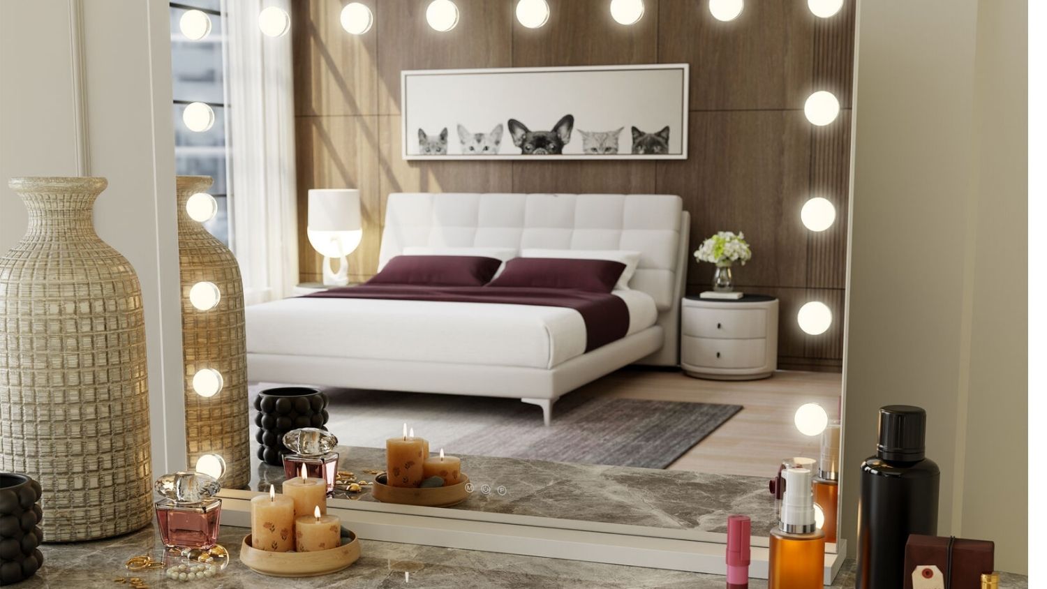 Lenoxx Vanity Beauty Mirror with LED Bulbs - 18/White