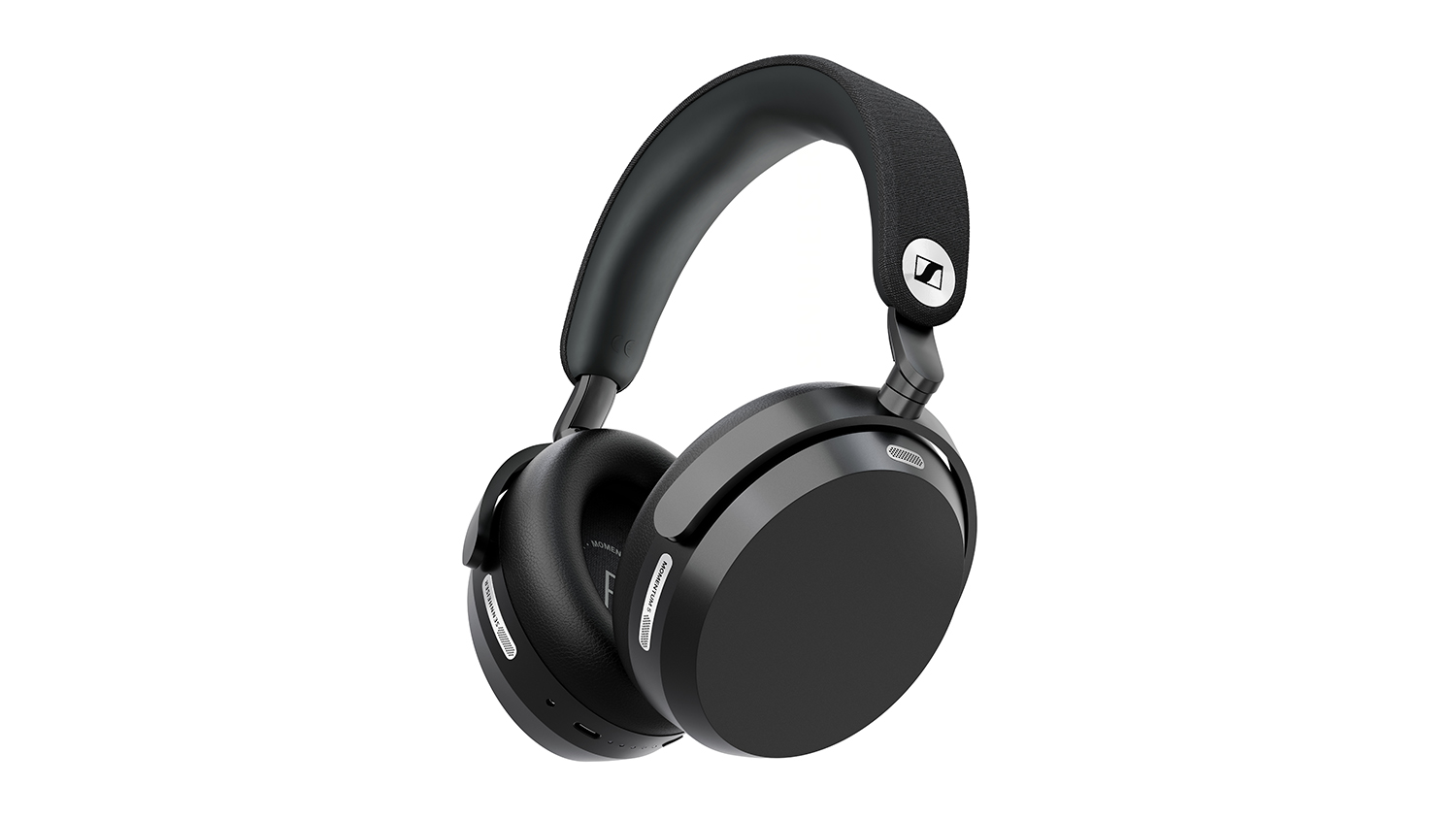 A black Sennheiser MOMENTUM 5 Wireless Hybrid Noise Cancelling Over-Ear Headphones