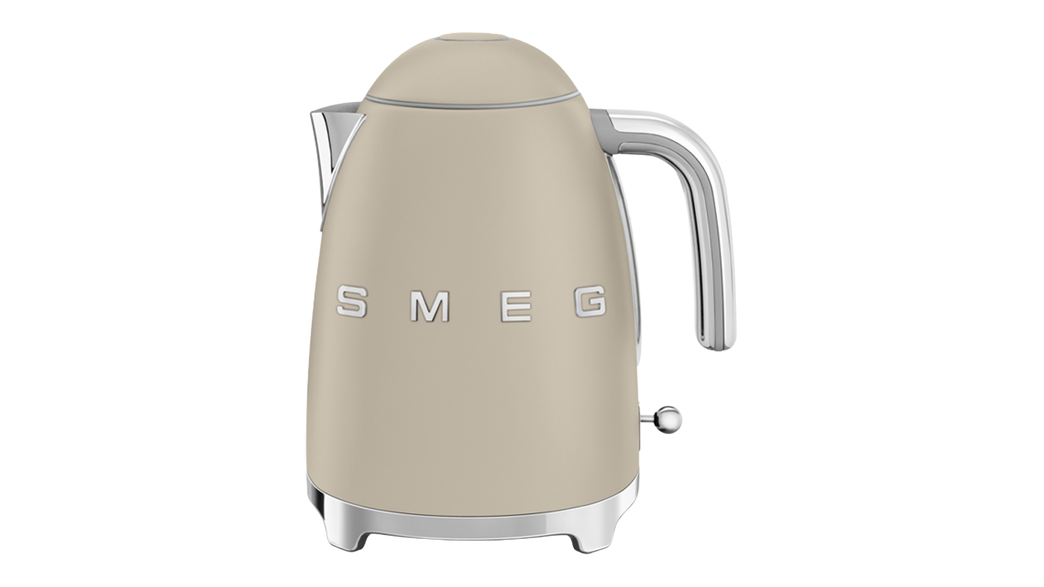 A view of the Smeg 50s Style 1.7L Kettle in matte moonlight