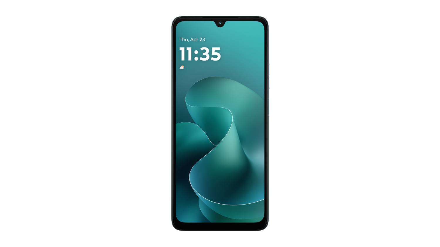 Front view of Motorola Moto G06 in blue, showing a full display with slim bezels and centred front camera notch