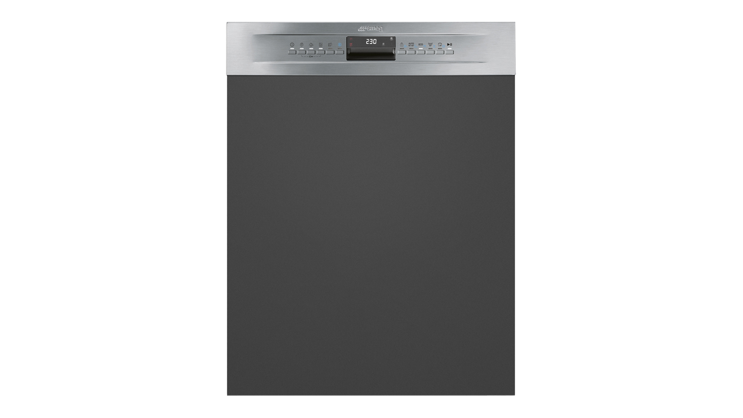 Smeg 14 Place Setting Semi-Integrated Dishwasher in a sleek stainless steel finish
