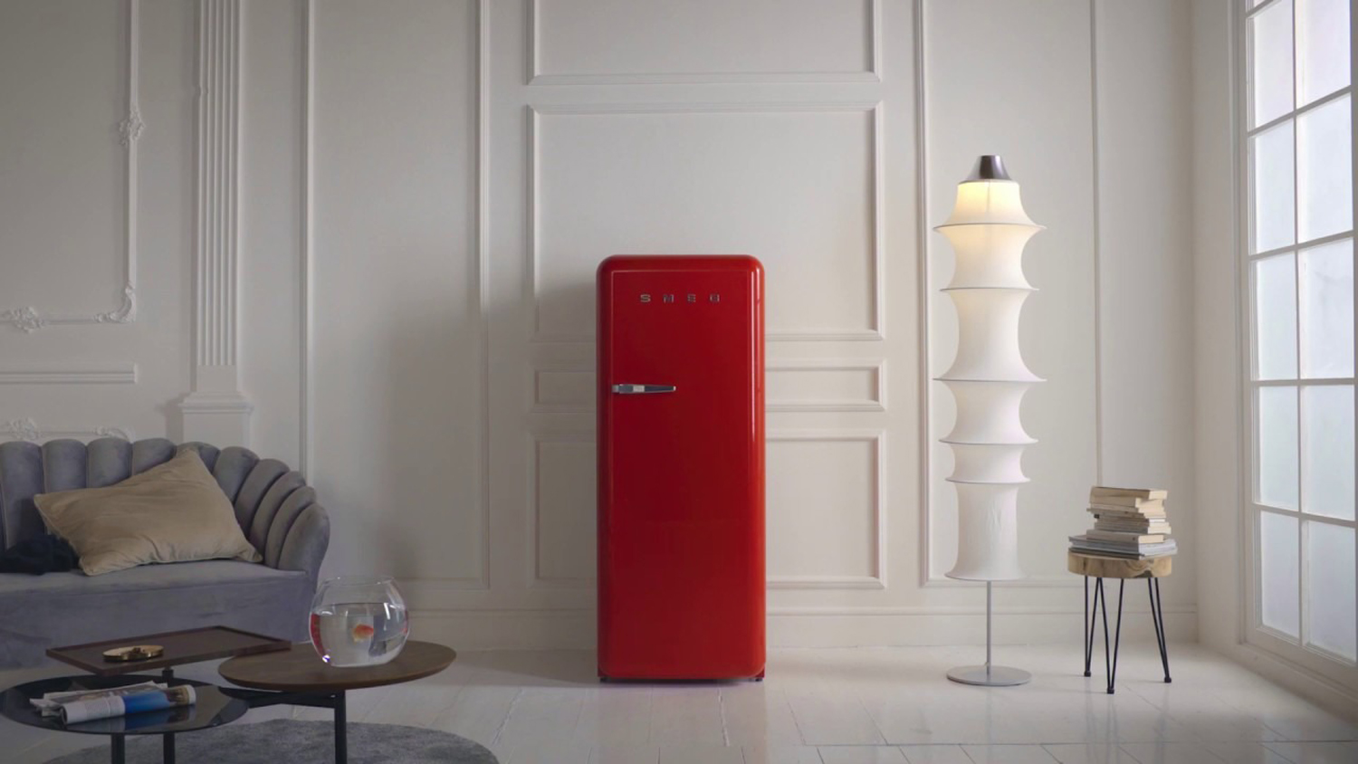 Smeg 50s Style 270L Single Door Vertical Fridge Freezer - Ruby Red