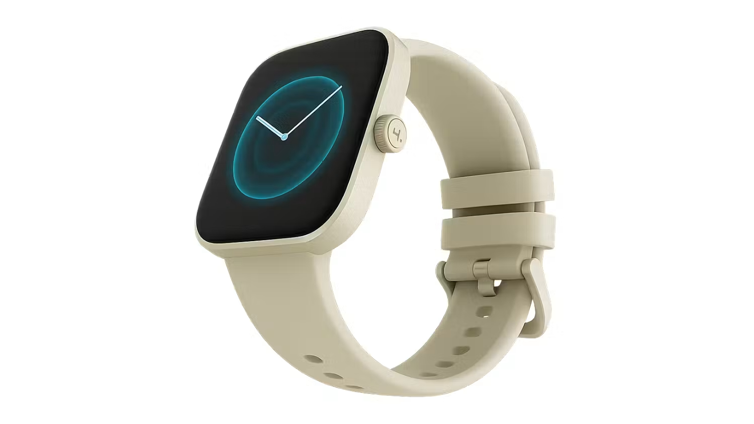 Angled view of the coffee HiFuture LUME PRO smartwatch with a square face and blue ring clock display