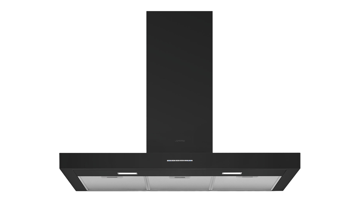 Front view of the Smeg Classic 70cm Non-Silent Wall Mounted Rangehood with slim chimney and built‑in lights