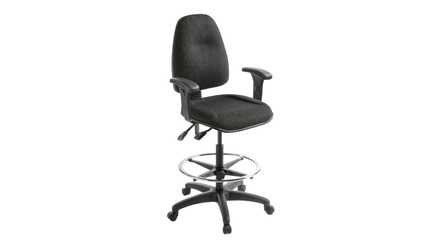 Spectrum 2 Fabric Highlift Office Chair with Arms, showcasing a padded fabric seat and backrest