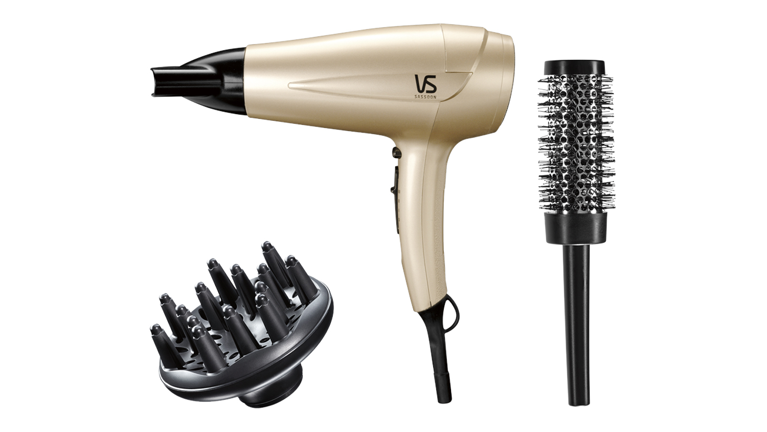 VS Sassoon Essential Hair Styling Pack in gold and black colour